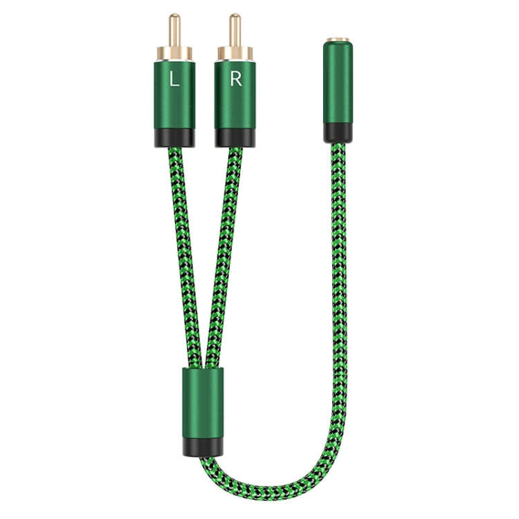 3.5mm Female to 2 RCA Male Audio Cable Amplifier Connector, Length:0.5m(Green)