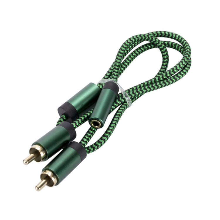 3.5mm Female to 2 RCA Male Audio Cable Amplifier Connector, Length:0.5m(Green)