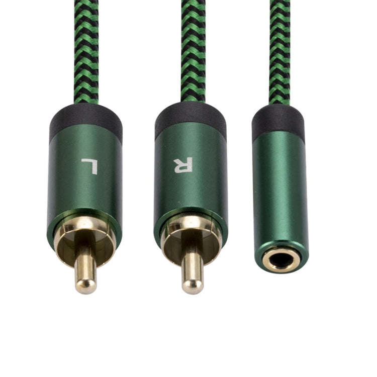 3.5mm Female to 2 RCA Male Audio Cable Amplifier Connector, Length:1m(Green)