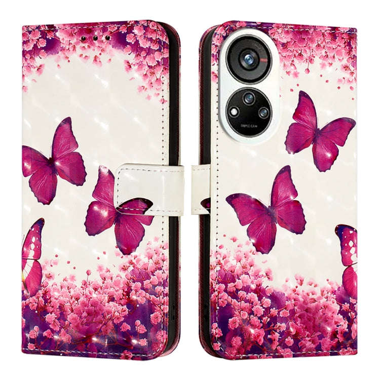 For ZTE Blade V40s 3D Painting Horizontal Flip Leather Phone Case(Rose Butterfly)