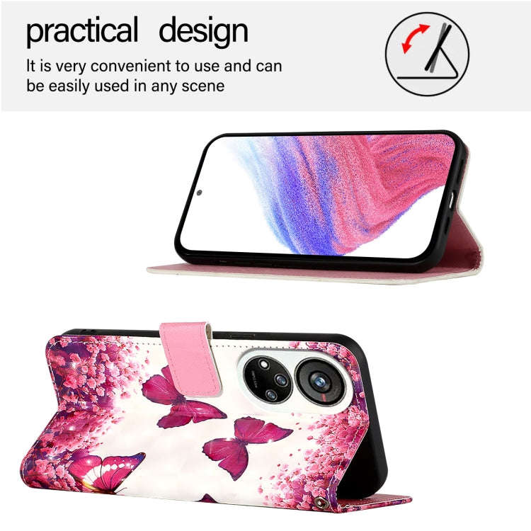 For ZTE Blade V40s 3D Painting Horizontal Flip Leather Phone Case(Rose Butterfly)