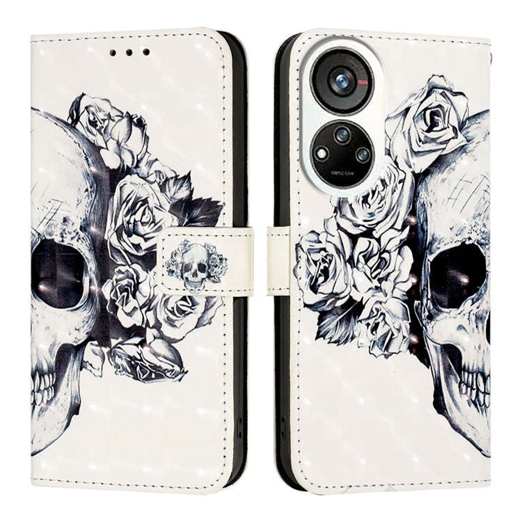 For ZTE Blade V40s 3D Painting Horizontal Flip Leather Phone Case(Skull)