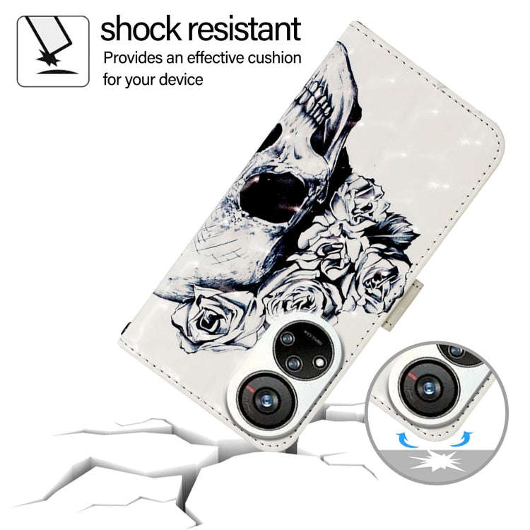 For ZTE Blade V40s 3D Painting Horizontal Flip Leather Phone Case(Skull)