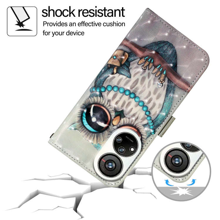 For ZTE Blade V40s 3D Painting Horizontal Flip Leather Phone Case(Grey Owl)