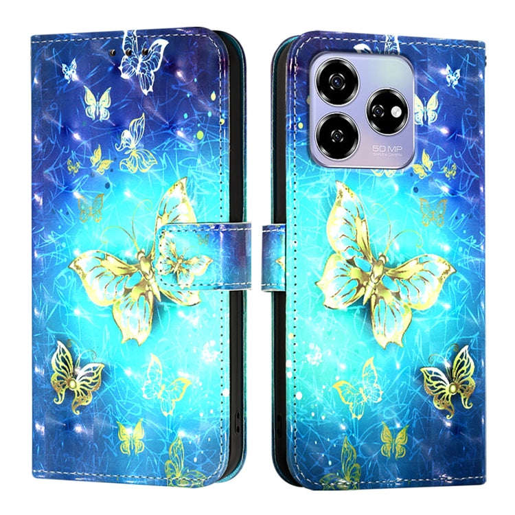 For ZTE Blade V60 / Axon 60 3D Painting Horizontal Flip Leather Phone Case(Golden Butterfly)