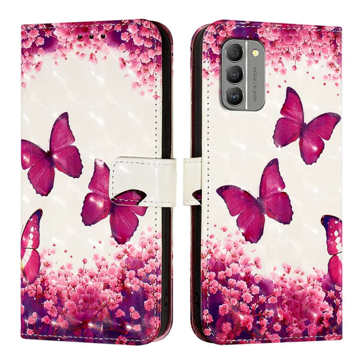 For Nokia G400 3D Painting Horizontal Flip Leather Phone Case(Rose Butterfly)