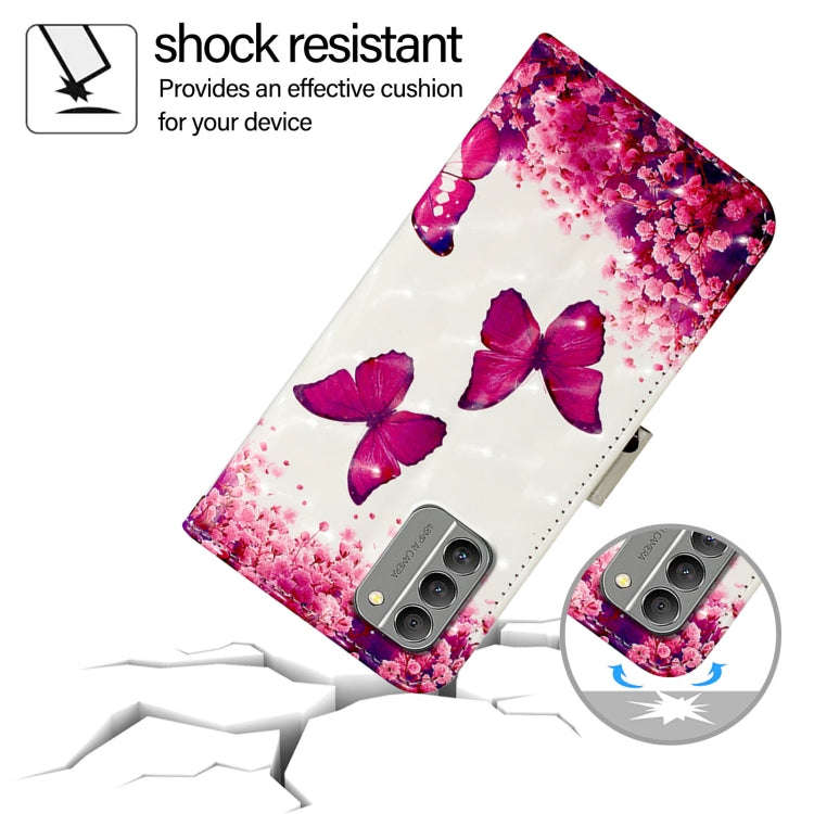 For Nokia G400 3D Painting Horizontal Flip Leather Phone Case(Rose Butterfly)