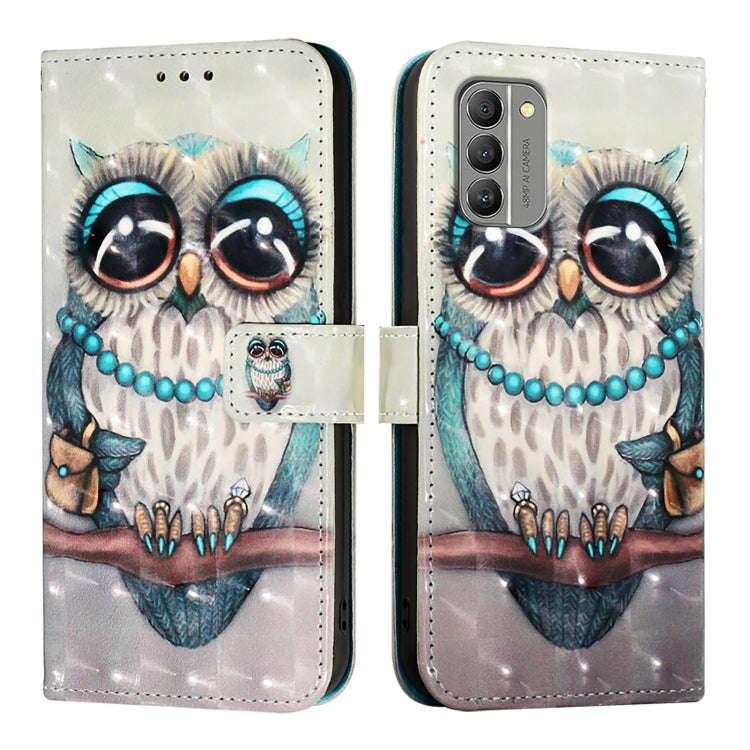 For Nokia G400 3D Painting Horizontal Flip Leather Phone Case(Grey Owl)