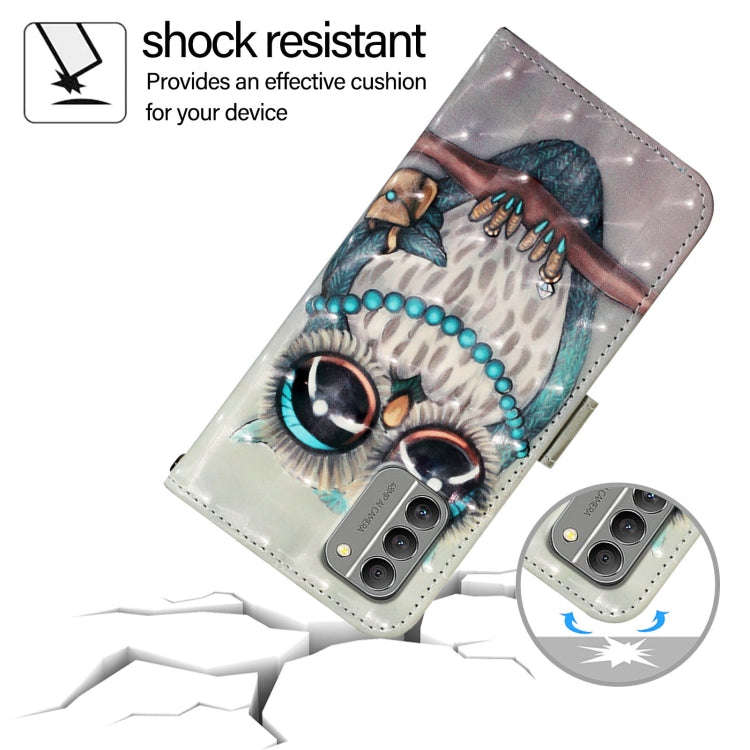 For Nokia G400 3D Painting Horizontal Flip Leather Phone Case(Grey Owl)