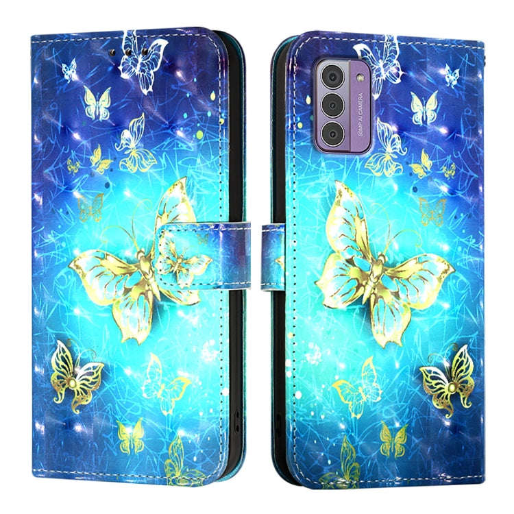 For Nokia G42 / G310 3D Painting Horizontal Flip Leather Phone Case(Golden Butterfly)