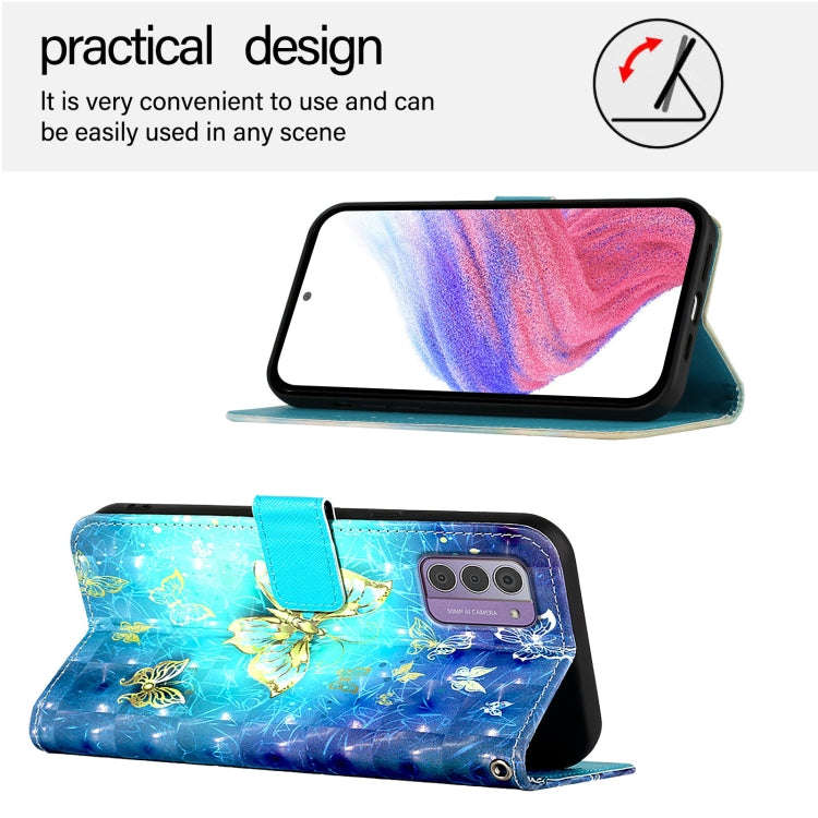 For Nokia G42 / G310 3D Painting Horizontal Flip Leather Phone Case(Golden Butterfly)
