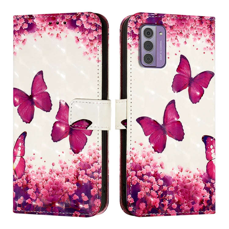 For Nokia G42 / G310 3D Painting Horizontal Flip Leather Phone Case(Rose Butterfly)
