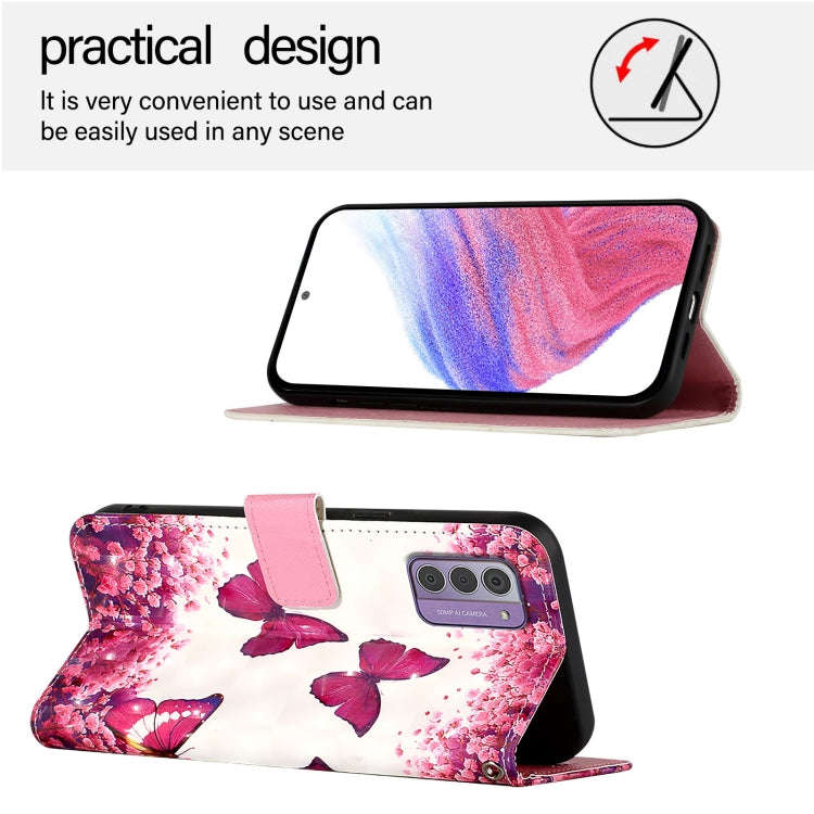 For Nokia G42 / G310 3D Painting Horizontal Flip Leather Phone Case(Rose Butterfly)