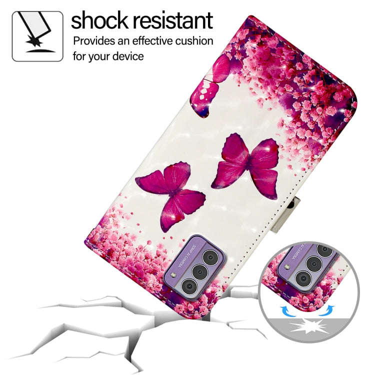 For Nokia G42 / G310 3D Painting Horizontal Flip Leather Phone Case(Rose Butterfly)
