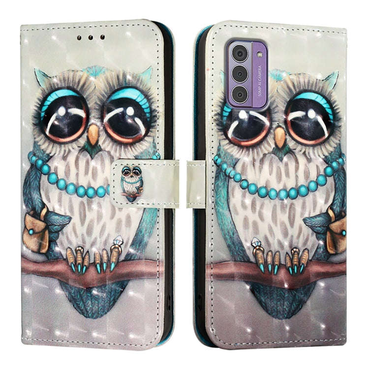 For Nokia G42 / G310 3D Painting Horizontal Flip Leather Phone Case(Grey Owl)