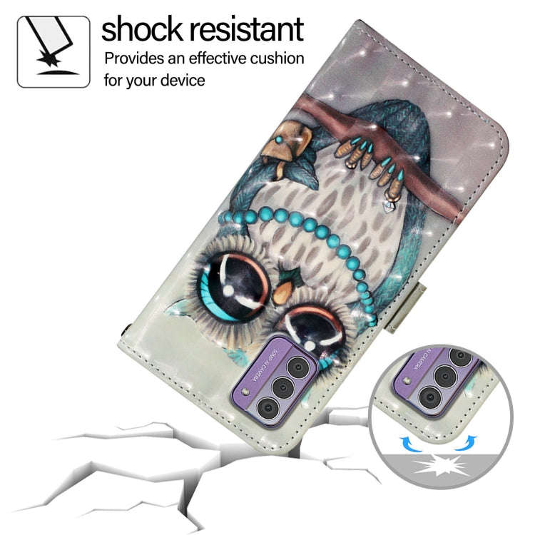 For Nokia G42 / G310 3D Painting Horizontal Flip Leather Phone Case(Grey Owl)