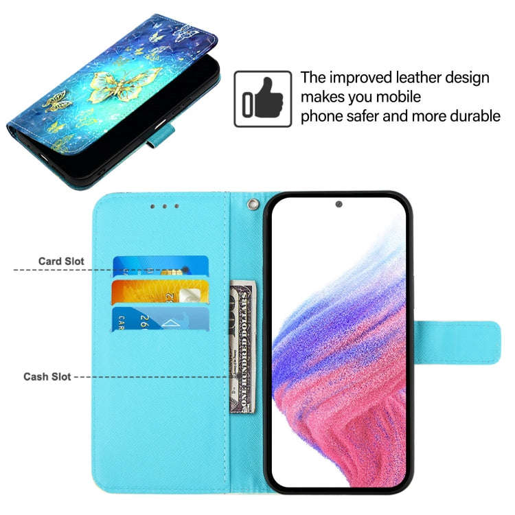 For Oukitel C51 3D Painting Horizontal Flip Leather Phone Case(Golden Butterfly)
