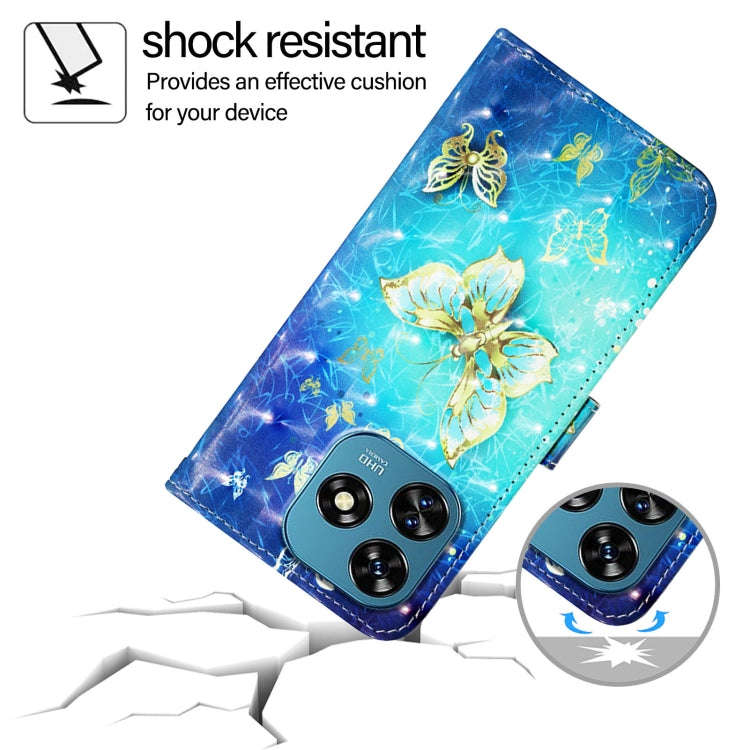For Oukitel C51 3D Painting Horizontal Flip Leather Phone Case(Golden Butterfly)