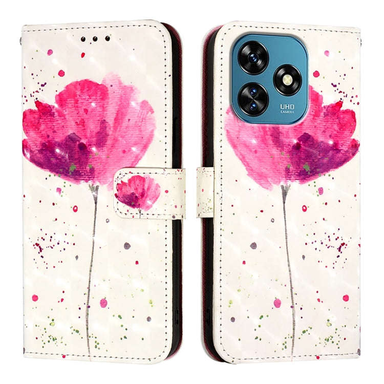 For Oukitel C51 3D Painting Horizontal Flip Leather Phone Case(Flower)