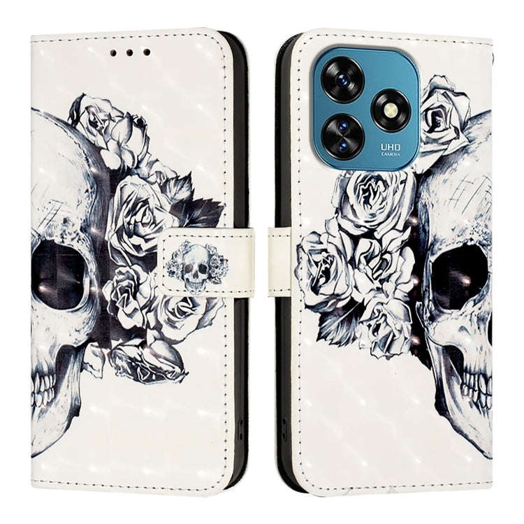 For Oukitel C51 3D Painting Horizontal Flip Leather Phone Case(Skull)