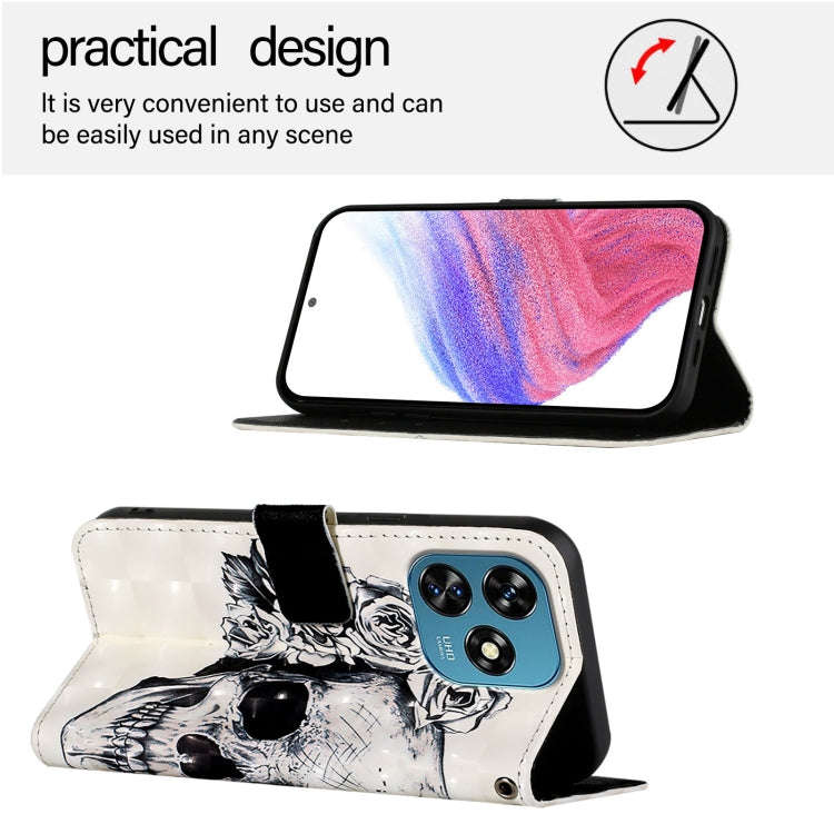 For Oukitel C51 3D Painting Horizontal Flip Leather Phone Case(Skull)