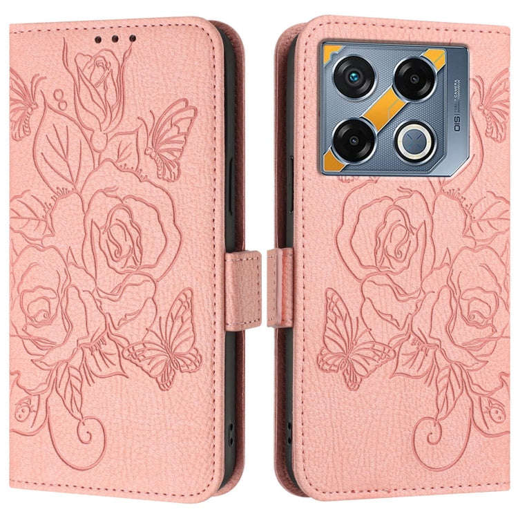 For Infinix GT 20 Pro Embossed Rose RFID Anti-theft Leather Phone Case(Pink)