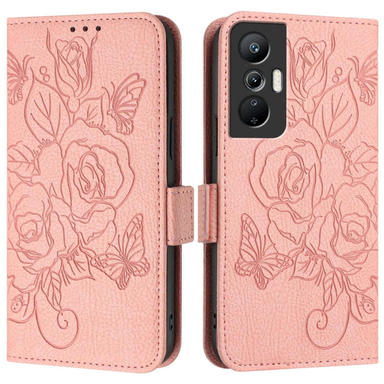 For Infinix Hot 20s / 20 Pro Embossed Rose RFID Anti-theft Leather Phone Case(Pink)