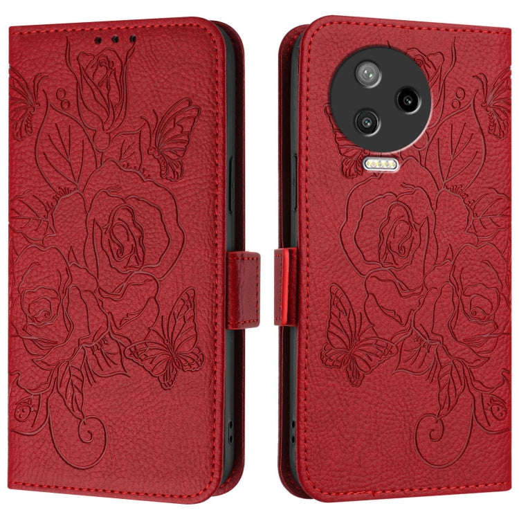 For Infinix Note 12 Pro 4G / Note 12 2023 Embossed Rose RFID Anti-theft Leather Phone Case(Red)