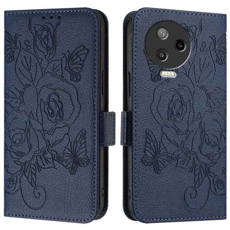 For Infinix Note 12 Pro 4G / Note 12 2023 Embossed Rose RFID Anti-theft Leather Phone Case(Dark B...