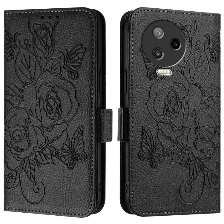For Infinix Note 12 Pro 4G / Note 12 2023 Embossed Rose RFID Anti-theft Leather Phone Case(Black)