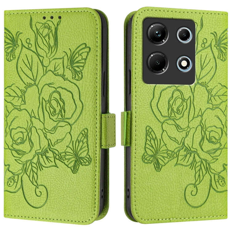 For Infinix Note 30 4G Embossed Rose RFID Anti-theft Leather Phone Case(Green)