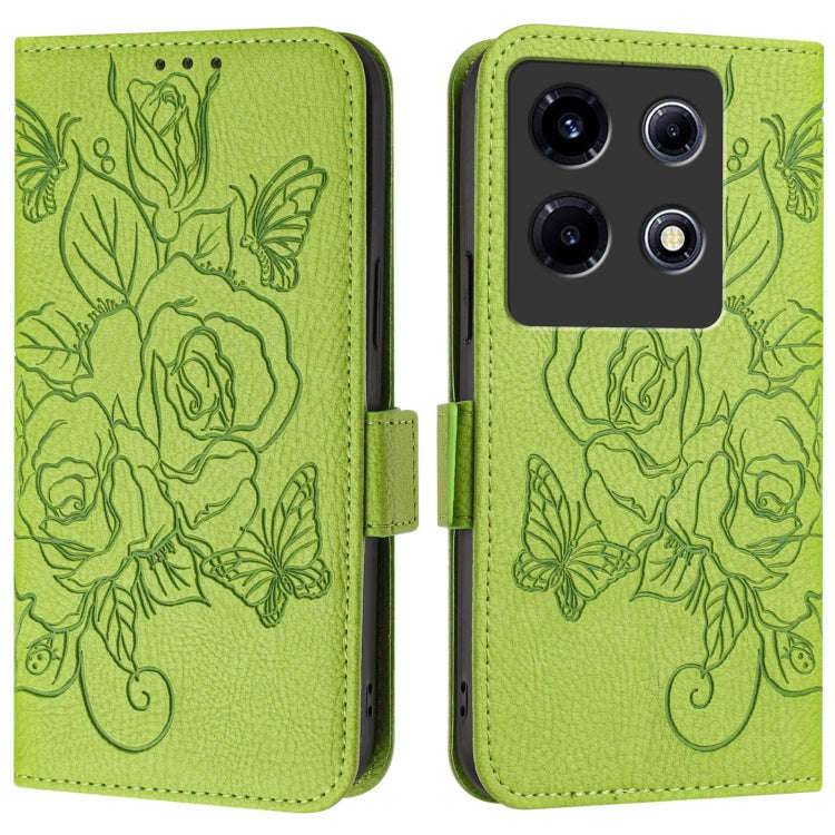 For Infinix Note 30 VIP Embossed Rose RFID Anti-theft Leather Phone Case(Green)