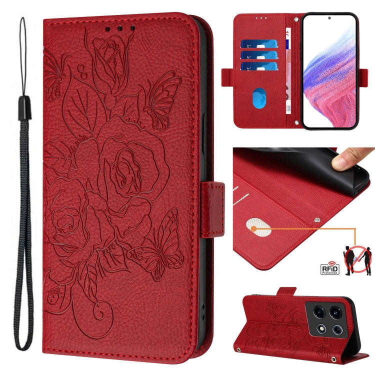 For Infinix Note 30 VIP Embossed Rose RFID Anti-theft Leather Phone Case(Red)