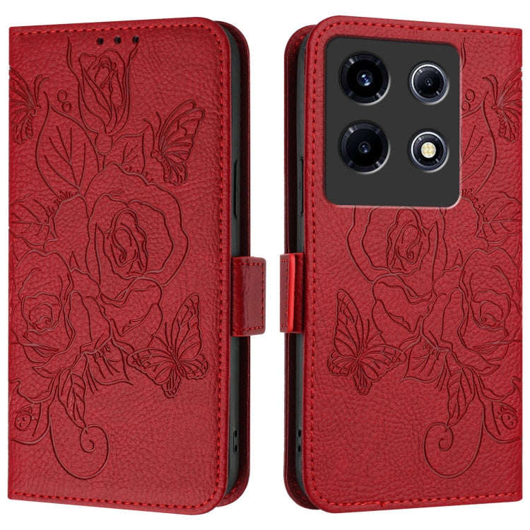 For Infinix Note 30 VIP Embossed Rose RFID Anti-theft Leather Phone Case(Red)