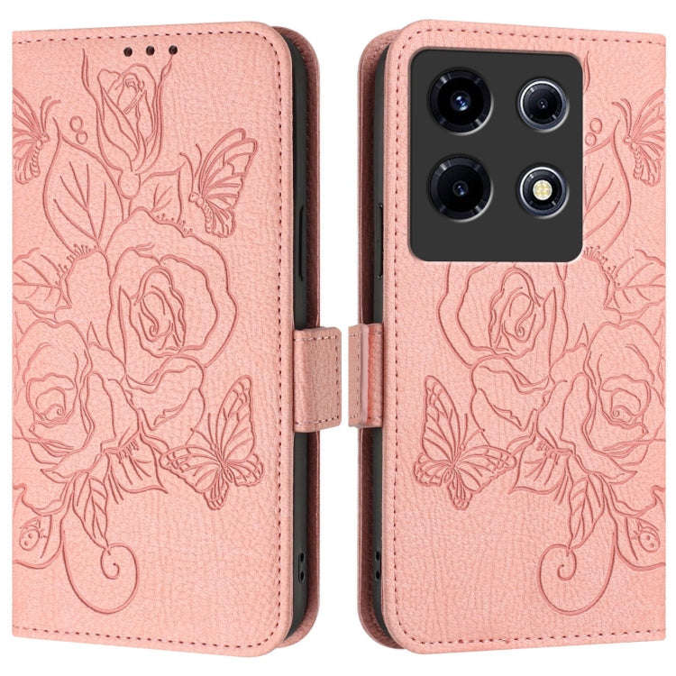 For Infinix Note 30 VIP Embossed Rose RFID Anti-theft Leather Phone Case(Pink)
