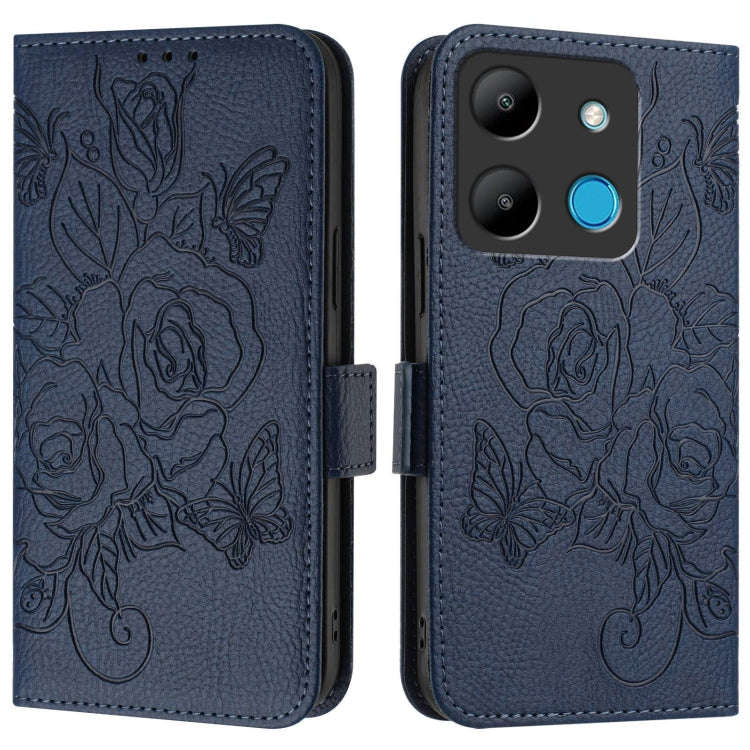For Infinix Smart 7 HD / 7 Indian / 7 Plus Embossed Rose RFID Anti-theft Leather Phone Case(Dark ...