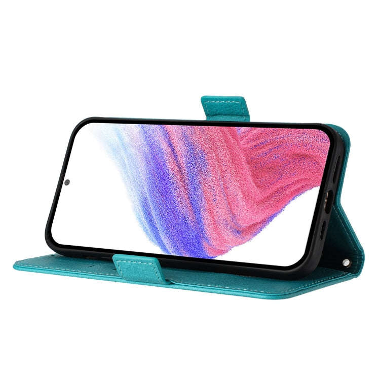For Infinix Smart 8 Embossed Rose RFID Anti-theft Leather Phone Case(Light Blue)