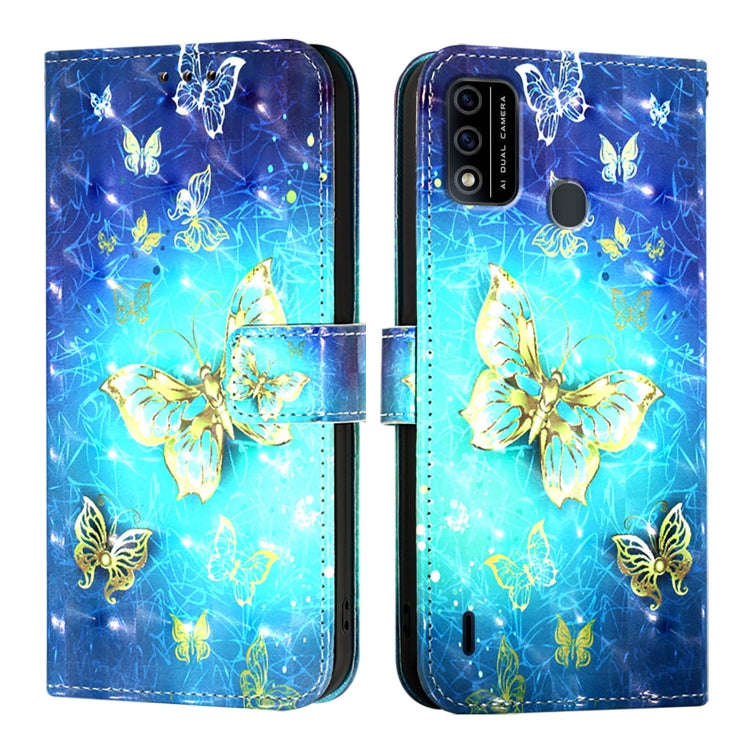 For Itel A48 3D Painting Horizontal Flip Leather Phone Case(Golden Butterfly)