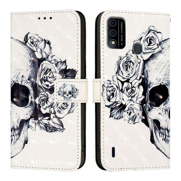 For Itel A48 3D Painting Horizontal Flip Leather Phone Case(Skull)