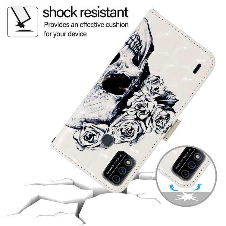 For Itel A48 3D Painting Horizontal Flip Leather Phone Case(Skull)