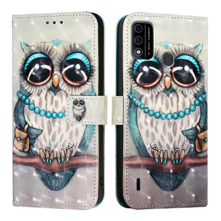 For Itel A48 3D Painting Horizontal Flip Leather Phone Case(Grey Owl)