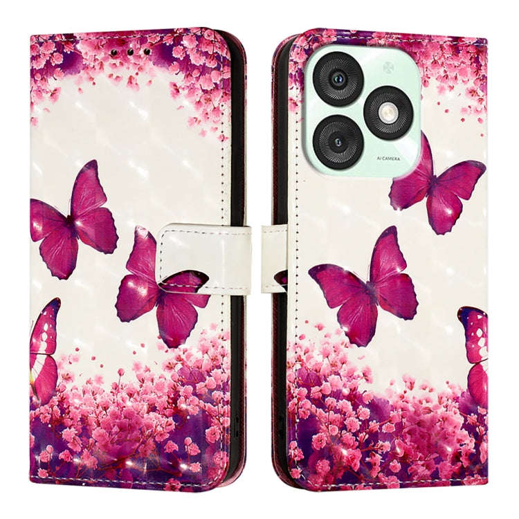 For Itel A50 3D Painting Horizontal Flip Leather Phone Case(Rose Butterfly)