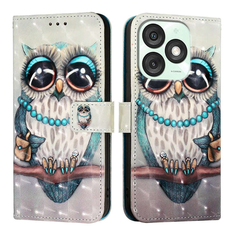For Itel A50 3D Painting Horizontal Flip Leather Phone Case(Grey Owl)
