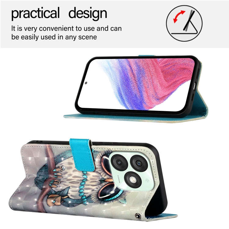 For Itel A50 3D Painting Horizontal Flip Leather Phone Case(Grey Owl)