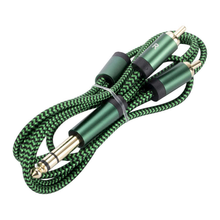 6.35mm Male to Dual RCA Female Audio Adapter Cable, Length:1m(Green)