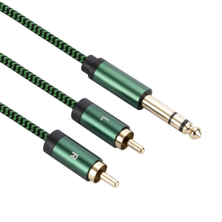 6.35mm Male to Dual RCA Female Audio Adapter Cable, Length:1m(Green)