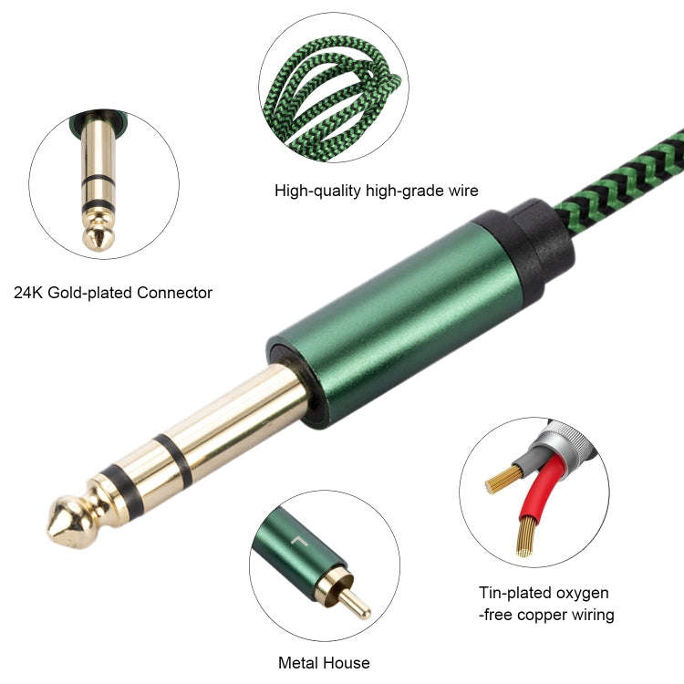 6.35mm Male to Dual RCA Female Audio Adapter Cable, Length:2m(Green)