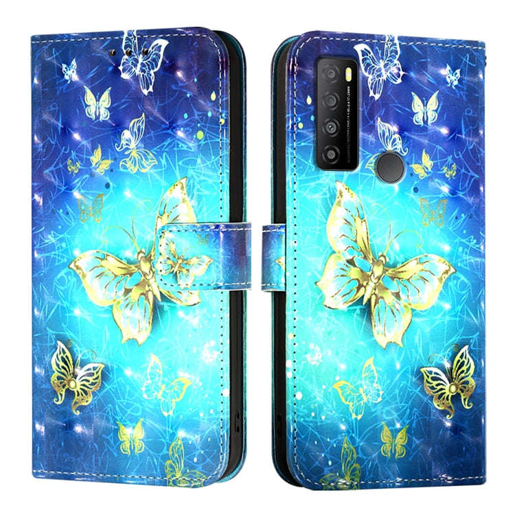 For TCL 30 XL T701DL 3D Painting Horizontal Flip Leather Phone Case(Golden Butterfly)
