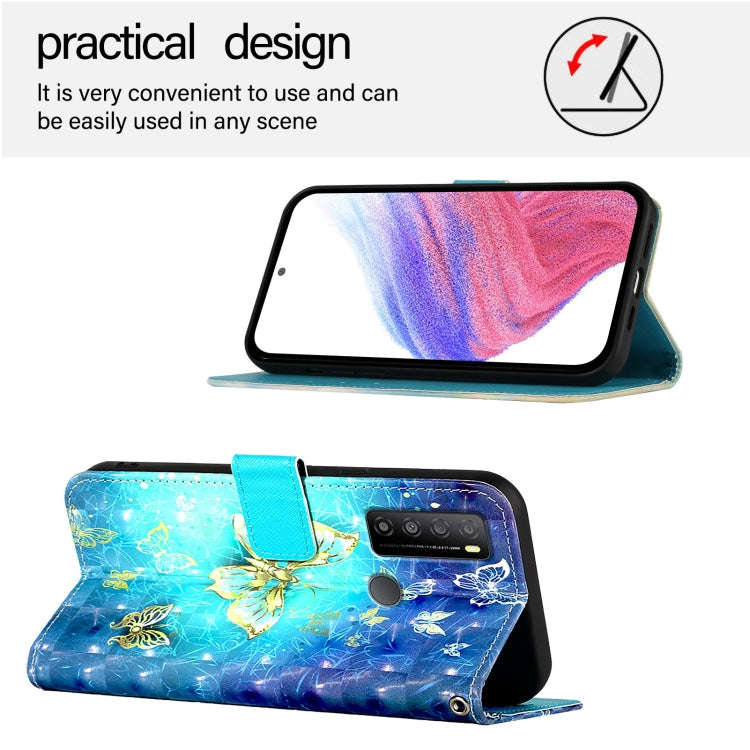 For TCL 30 XL T701DL 3D Painting Horizontal Flip Leather Phone Case(Golden Butterfly)