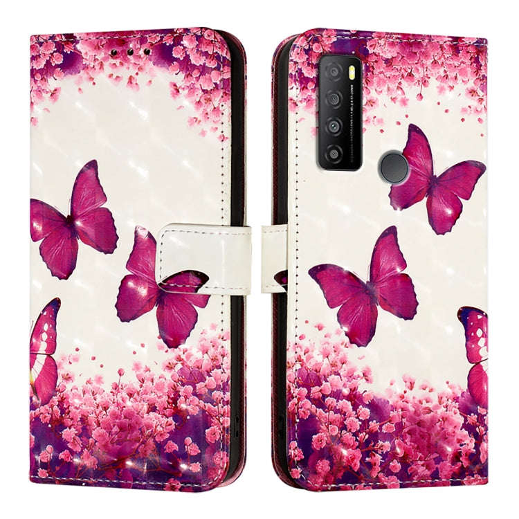 For TCL 30 XL T701DL 3D Painting Horizontal Flip Leather Phone Case(Rose Butterfly)